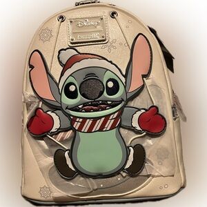 Loungefly Stitch Holiday Snow Angel Glitter Mini Backpack NEW WITH TAGS